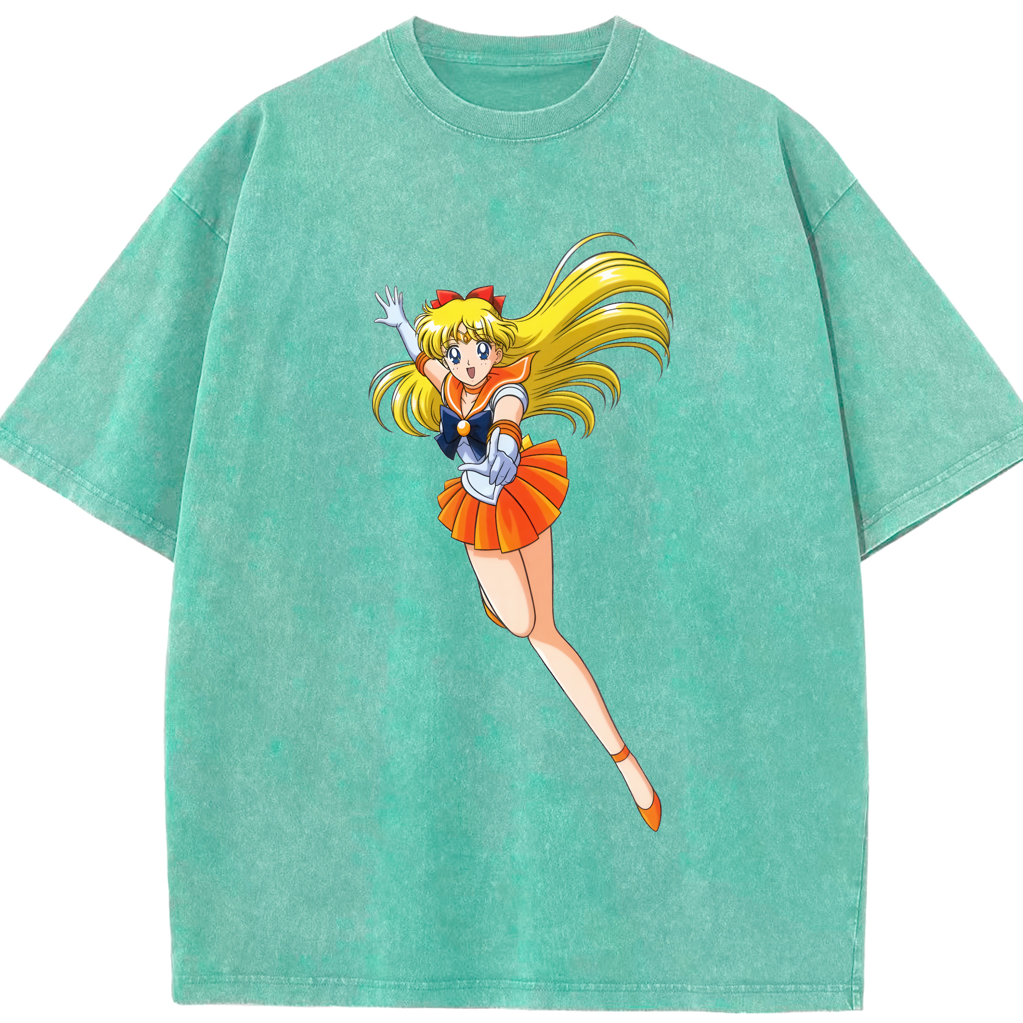 （画像用） 美少女戦士セーラームーン 愛野 美奈子 あいの みなこ Sailor Moon Aino Minako 綿100% ヴィンテージ風 半袖Tシャツ（フロントプリント）